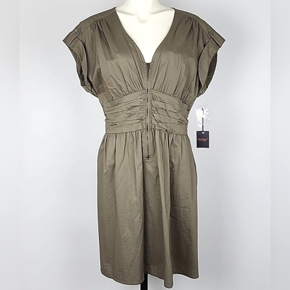 Devoted Dresses & Skirts - Devoted Luxury Apparel Combat Midi Dress Army Green  Cotton Button Epaulets XL